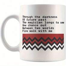 Oz Ceramic Mug Inspired By Twin Peaks, With Magic Line Design, Reusable, Dishwasher , Microwave , Hand Wash Recommended - White - View 1