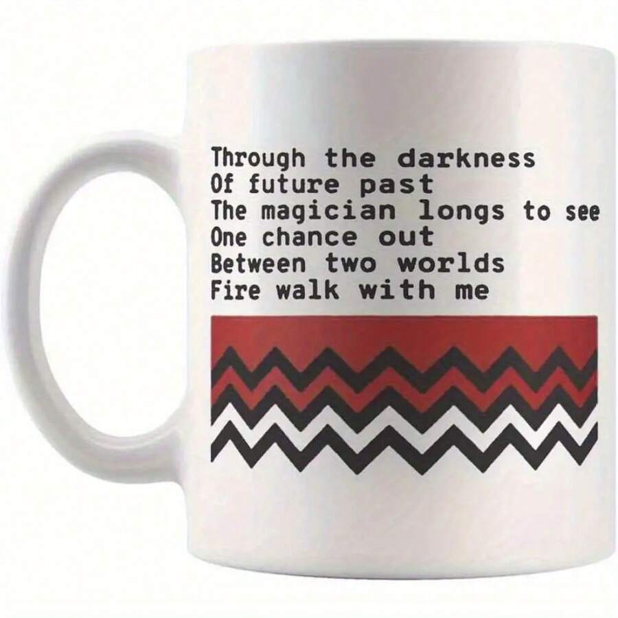 Oz Ceramic Mug Inspired By Twin Peaks, With Magic Line Design, Reusable, Dishwasher , Microwave , Hand Wash Recommended - White - View 1
