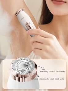 GENAI 三合一女士电动剃须刀，配有面部、身体和鼻部修剪刀头，无痛脱毛，Type-C充电式剃须刀