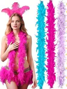 1pc Artificial Feather Boa Great For Women Costume Accessory Party Dancing Dress Up Holiday Christmas Tree Decors Crafting DIY,Christmas Feather Scarf. - A - View 4