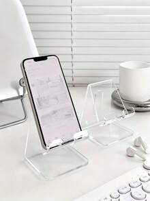 1/3pcs Transparent Acrylic Mobile Phone Display Stand Holder For Bedroom, Living Room, Office,Desktop Creative Tv Viewing Slouchy Holder, Cell Phone & Tablet Slouchy Bracket,Creative Decor, Convenient Charging, Suitable For Multiple Scenarios,Minimalist Phone Storage Rack.
