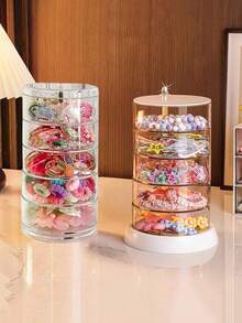 1pc 3/4/5-Tier Multi-Layer Rotating Jewelry Organizer, Suitable For Earrings, Hair Clips, Headbands, Etc. It's A Simple And Elegant Jewelry Organizer, Ring Holder, Necklace Storage Box, And Rotating Jewelry Rack. Ideal For Storing Small Jewelry Items Such As Earrings, Rings, Necklaces, Bracelets, Lipsticks, Watches, Nail Art Accessories, Pendants, And Hair Clips. It's A Jewelry Display And Storage Solution.