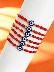 1/2/6/12件套邪眼手链套装，精致百搭的恶魔之眼幸运红绳手链，女士叠戴手链套装，Y2K手链，可调节手链，女士珠宝配饰，友谊手链，女士金色方形隔珠手链，情侣手链，西式手链，西式女士珠宝 - 彩色 - 查看 12