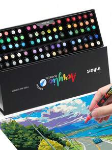 48/60/80/120/168/240 Ensemble de stylos marqueurs acryliques de couleur, emballage magnétique, pointe de stylo souple, avec système de contrôle d'encre automatique, graffiti puissant et couverture de coloriage, convient aux artistes, aux loisirs créatifs, à la canevas, au bois, au verre, aux rochers et aux tissus, très adapté pour la rentrée scolaire !