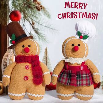 1pc Christmas Gingerbread Man Figurine, Cute Holiday Decor, Cartoon Chef Gingerbread Doll Gift, Christmas Funny Wall/Cabinet Hanging Ornament, Christmas/Holiday Gift, Christmas Home/Yard Decoration