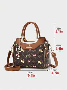 2件套新款奢华女士手提包，拼接多功能单肩包，设计师品牌格子托特包 - 彩色 - 查看 7