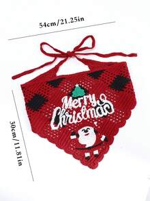 1 件圣诞老人和雪人波西米亚复古圣诞头带，手工针织三角围巾，带雪花和字母印花，适合日常佩戴和节日场合全年保暖发带女士头巾冬季发饰 - 彩色 - 查看 3