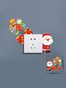 1PC Santa Claus And Gift Switch Sticker, Creative Home Wall Switch Decoration Sticker, Christmas Atmosphere Decoration, Suitable For Living Room, Bedroom, Dining Room, Holiday Decoration
