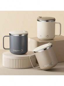 1 Stück 400ML 304 Edelstahl Kaffeebecher mit Deckel & Henkel, doppelwandig isolierter Wasserbehälter, tragbarer Trinkbecher mit großem Fassungsvermögen und doppelter Wand, Thermobecher, wiederverwendbar für kalte und heiße Getränke wie Tee, Milch, Kaffee, langanhaltend Trinkgeschirr, geeignet für Studenten und Erwachsene in Schule, Büro, Outdoor-Camping, Picknick, Reisen