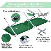 Cama Plegable para Acampar Cama de Campamento Portátil al Aire Libre - Plateado - Ver 3