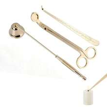 Juego de 3 piezas de herramientas para velas en color negro y dorado, kit de herramientas de acero inoxidable que incluye cortador de mecha, sumergidor de mecha y apagador de mecha para amantes de las velas, set de accesorios para velas - Dorado - Ver 9