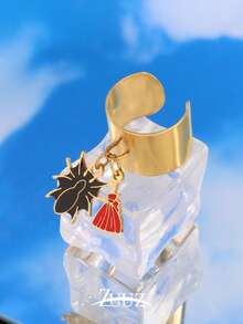 1 件时尚不锈钢塑料圆形珍珠贝壳海星吊坠戒指女士海洋魅力宽开口戒指珠宝礼物适合日常佩戴