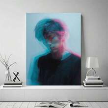 Abstract Canvas Wall Art Illusion Portrait  For Bathroom Living Room Modern Paintings(Light Blue256)Room Decor Home Decor Bathroom Decor Posters Bedroom Decor Wall Decor Living Room Decor Framed Wall Art Wall Decor - Baby Blue - View 3