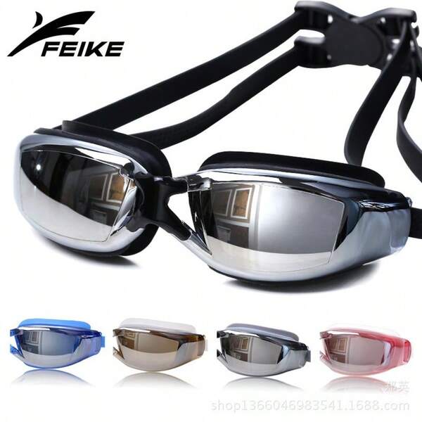 1pc Professional Unisex Swimming Goggles, Mirrored Flat Lens, Waterproof Anti-Fog High Definition UV Protection