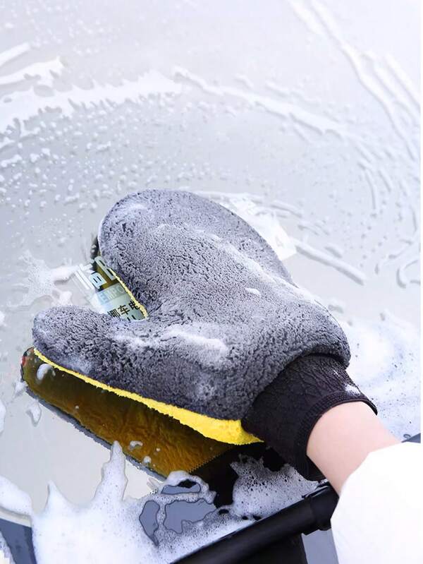 Car Wash Cleaning Glove Brush Thick Double-Faced Microfiber Coral Fleece Gloves CarCleaning Mitt Auto Wax Detailing Care Brush