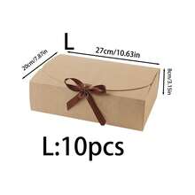 2 包/5 包/10 包/带盖礼品盒，棕色礼品盒散装配棕色蝴蝶结丝带，伴娘求婚礼盒，牛皮纸礼品盒，适用于婚礼、圣诞节、万圣节、派对、单身派对、婚礼、单身女郎、新娘、派对装饰生日、伴娘求婚礼物、婚礼装饰、新娘送礼会
