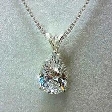 Women's Emotional Shape Diamond Pendant Necklace - Silver Plated, Cubic Diamond Stone, Perfect For Wedding Proposals And Parties, Everyday Elegance, Valentine's Day Accessories | Teardrop Pendant | Detailed Engraving, Diamond Earrings - 白色 - 查看 1