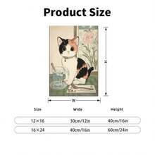 1PC Cute Calico Cat With Collar Sitting On Table With Post Office Next To It.12X16inch And 16x24inch Framed , Classic Wooden Frame, Suitable For Living Room, Bedroom, Bathroom And Other Decorations, Perfect Gifts For Christmas, Halloween And Thanksgiving - 白色 - 查看 7