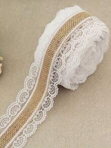 1 pièce Ruban de toile de jute DIY, 200 cm/2,19 yards Emballage cadeau en lin DIY, Décoration de mariage et de fête, Convient pour la maison, les mariages, les fêtes et l'artisanat, les ornements d'anniversaire et de fête, Rouleau de dentelle en lin fait main