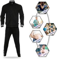 Mens 2 Piece Tracksuit Sets Casual Jogging Sweat Suits, Activewear - Black10 - View 3
