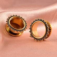 2 件热销简易/DIY 不锈钢图案螺丝扩耳器量规耳塞隧道耳环穿孔身体首饰拉伸器珠宝女士/女孩 - DIY 1 - 查看 14