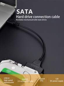 USB 3.0 转 SATA 简易硬盘连接线，适用于 0.5 英寸和 3.5 英寸机械硬盘，高效适配器线，提升数据传输速度 - 黑色 - 查看 8