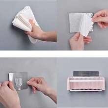 1 pieza Soporte para cepillo de dientes, montado en la pared, con tapa, adecuado para cepillo de dientes eléctrico, con estante para almacenar pasta de dientes, organizador de cepillo de dientes autoadhesivo de 2/5/6 ranuras, accesorio de baño (Blanco)