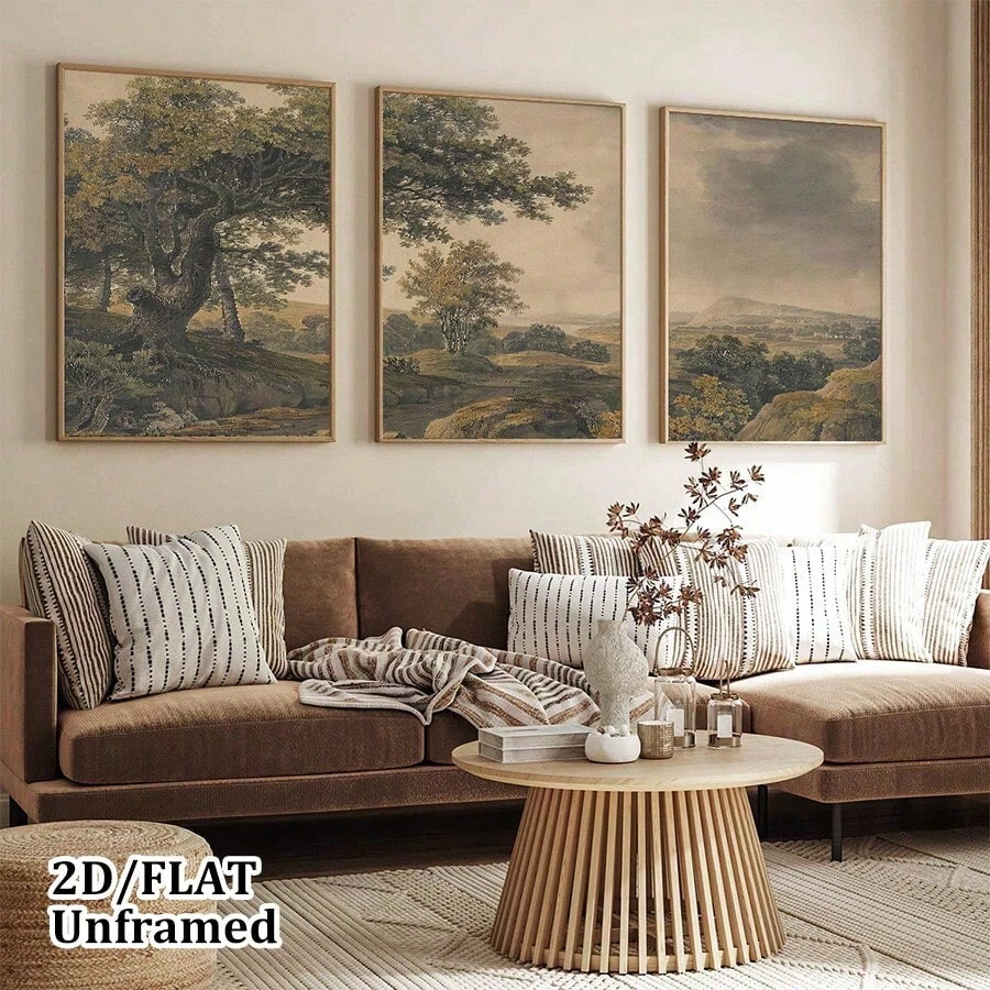 Bộ 3 bức tranh trang trí phong cảnh đồng quê nông thôn cổ điển, áp phích vải canvas phong cảnh cây cối thiên nhiên cổ điển, trang trí nhà lãng mạn mềm mại cổ điển, trang trí phòng, trang trí nghệ thuật phòng khách, trang trí nghệ thuật tường nhà hiện đại, quà tặng lý tưởng cho gia đình, sáng tạo, phù hợp cho phòng khách, phòng làm việc, phòng ngủ, hành lang, tranh trang trí nghệ thuật