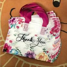 5/10/50pcs Premium Gift Bags, Thank You Shopping Bags With Soft Loop Handles - Multipurpose Shopping And Party Favor Bags For Weddings, Birthdays, And More - Durable Plastic Craft Bags For Home Decor, Room Decor, And Christmas Decorations