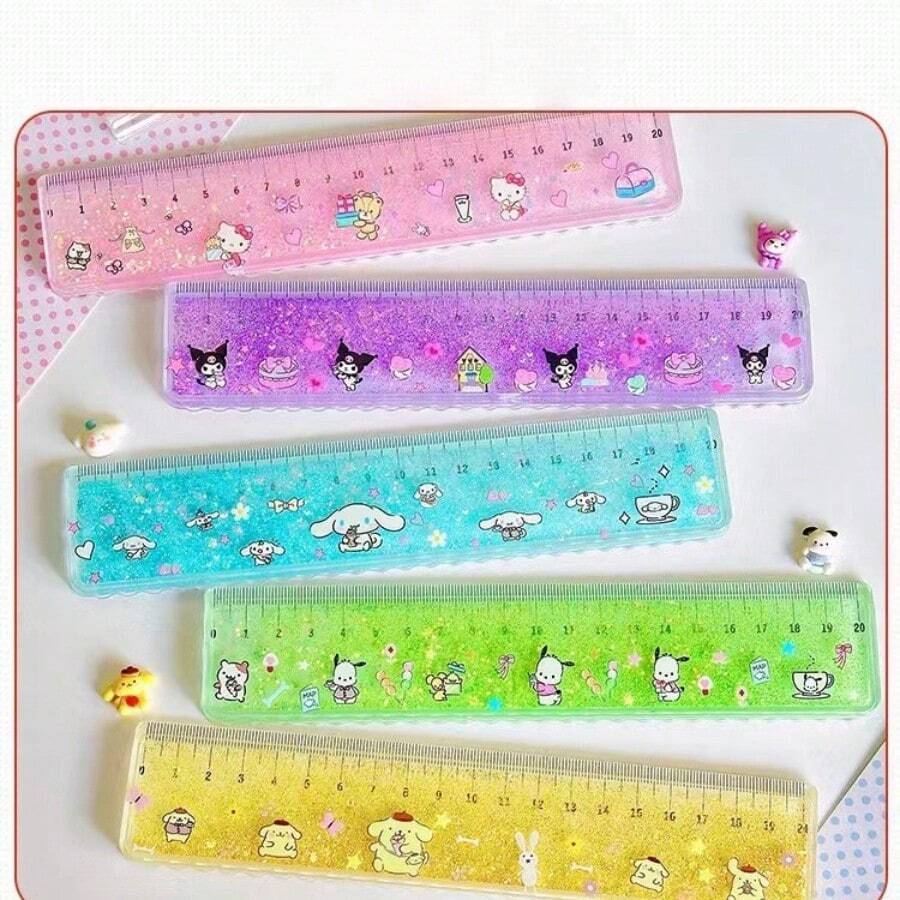1 Stück süßer Sanrio Hello Kitty, Melody, schwarz Mell, Pompompurin, Patty Hund Lineal, 20 cm Öl Lineal