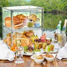Paquete de 2 cajas de pan grandes para encimera de cocina, contenedor de almacenamiento de pan grande apilable, para pan, bagel, magdalenas - transparente - Ver 7