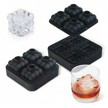 4 Cavities Magic Ball Ice Lattice Whiskey Ice Ball Silicone Mold Magic Cube Home Ice Maker Ice Ball Mold - Black - View 5