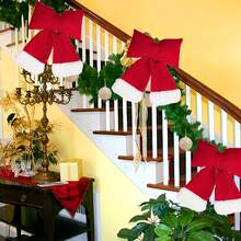 [S(Small), M(Medium), L(Large)] Random 1pc Bow Christmas Tree Topper, DIY Christmas Wreath Hanging Decor, Christmas Decoration For Home, Wall, Window, Porch, Indoor & Outdoor, Suitable For Christmas Gift, Merry Christmas - Burgundy - View 9