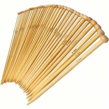 36pcs Bamboo Knitting Needle Set With Ergonomic Grip Handles, 13.7" Single Point Needles In Sizes US 2-10 (2.0-10.0mm), Ideal For Beginners And Adults, Perfect For Sweaters, Socks, Shawls And Scarves - 彩色 - 查看 1