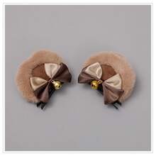 One Piece Dropshipping Handmade Cute Hair Accessories Side Clip JK Animal Ear Hair Clip Double Bowknot Bear Ear Hair Clip - 熊耳髮夾03駝棕色 - 查看 13