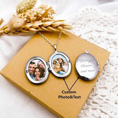 Colar Relicário Personalizado com Foto, Joia Elegante Personalizada, Estilo Minimalista, Lembrança Romântica, Presente do Dia das Mães, Presente de Aniversário