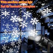 1pc Snowflake Projection Light, LED Snowflake Projector, Waterproof Projection Lamp, White Indoor Holiday Projection Light, Suitable For Home, Wedding, Party, Garden Decor, Bedroom Decor, Christmas, Thanksgiving, Halloween - Black - View 8