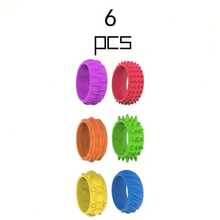 6pcs Silicone Fidget Rings Designed - Sensory Toys Featuring Distinct Textures, A Colorful Assortment To Promote Calmness And Concentration, Perfect For Classroom Incentives, Birthday Presents, And Travel Entertainment. - Multicolor - View 6