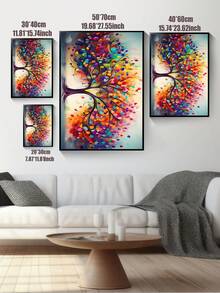 1Pc Vibrant Tree Of Life Canvas Art - Frameless Modern Wall Decor For Living Room & Bedroom, Colorful Abstract Design , Perfect For Contemporary Home Decoration, House Decor,Frameless.