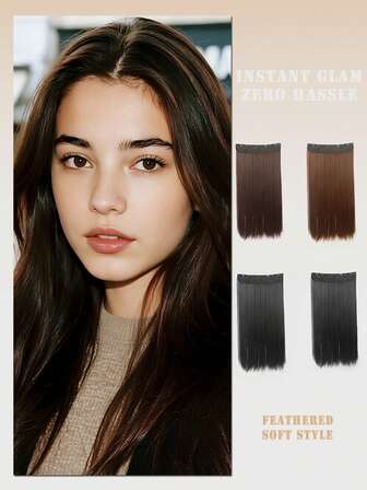 5pcs Clip-In Hair Extensions - Synthetic Heat Resistant Hair, Easy To Wear, Adds Volume, Extends Hair Length, Suitable For Everyday Wear