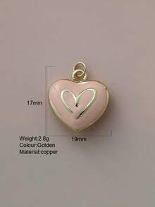 1pc Cute Heart-Shaped Copper Pendant, Handmade DIY For Necklace, Bracelet, Earrings, Suitable As Christmas Gift