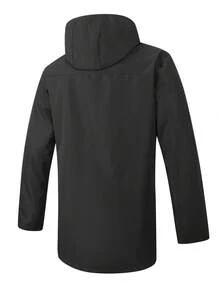 男士轻便透气风衣夹克，带可调节兜帽和抽绳，大口袋，拉链开合 - 休闲长款外套，适合日常穿着、约会、旅行 - 春秋必备，风衣夹克，春季外套，简约风格，耐用面料 - 黑色 - 查看 3