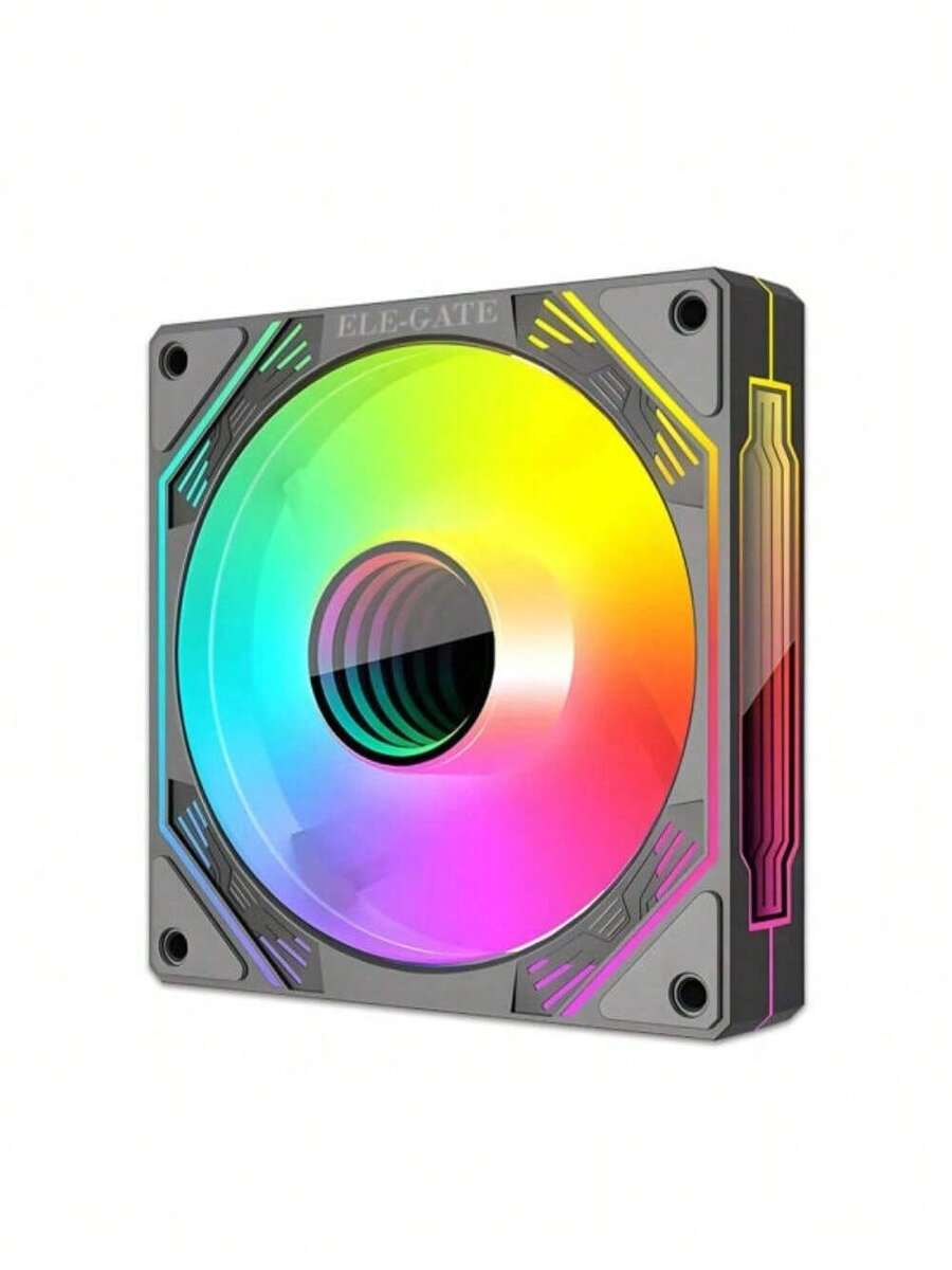 ELE-GATE Ventilador de Chasis 120mm RGB PWM: Refrigeración Silenciosa para PC - Negro. - Ver 1