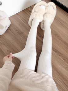 1件装女士保暖长筒袜，白色，加厚绒面，防寒保暖（适合-5℃至15℃），舒适保暖 - 白色 - 查看 5