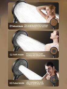 Cap de duș rotund mare, de înaltă presiune, reglabil cu 3 setări, pentru duș de baie acasă, încălzitor, duș portabil, duș de baie