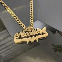 Customized Stainless Steel Double Layer Necklace, Heart & English Letter Clavicle Chain Pendant Jewelry, Couples, Friends, Family, Mother's Day, Available In Gold & Silver, Fashionable, Retractable, Simple, Casual, Personalized, Unique Girlfriend, Mom, Family, Friends, Daughter Anniversary, Valentine's Day, Mother's Day, Birthday, Graduation, Daily Wear, Wedding, Prom,Gold,Stylish,Colorful,Vintage,Hipster,Simple,Y2k,2000s Fashion,Custom,Personalized,Unique,Gifts Him,Gifts Her,Her,Boyfriend,Girlfriend,Dad,Mom,Family,Friends,Anniversaries,Birthdays,Graduation,Prom,Party,Jewelry Women,School Supplies,Back To School,Office,School,Classroom,Teacher Gifts,,Colleague,Dorm Rooms,Teacher,Boys And Girls,Teenagers,Junior High School Students,Middle School Students,High School Senior High School Students,College Students,Students,Freshman,Sophomore,Underclassmen - 蝴蝶雙層多色 - 查看 5