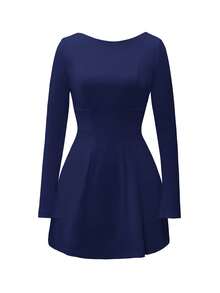 Unadoll Ladies' Elegant And Sexy Backless Dating Graduation Season Long Sleeved Short Dress Skirt, Suitable For Dates, Vacations, Music Festivals, Back To School