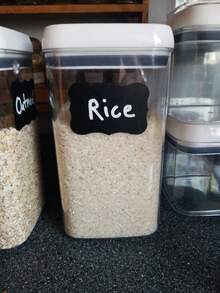 1/3 cuộn (120 nhãn mỗi cuộn) Nhãn dán lọ thủy tinh bảng đen, có thể tái sử dụng, chống thấm nước, màu đen, nhãn lượn sóng, thích hợp để sắp xếp nhà bếp và tủ đựng thực phẩm, tuyệt vời cho các hộp đựng, lọ, gia vị và thực phẩm. - màu đen - Xem 6