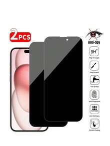 2 Stücke Datenschutz Bildschirmschutz für iPhone 17 Pro Max, Anti-Spähen, Anti-Spionage, gehärtetes Glas mit privatem Schutz, kratzfest, stoßfest, öl- und kratzfeste Beschichtung, kompatibel mit iPhone 17 Pro Air 16 Pro Max 15 -11 Alle Serien