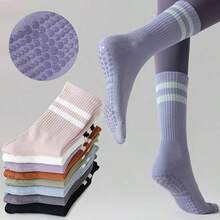 1 Pair Women's Yoga Socks, Non-Slip Grip Socks For Pilates, Workout, Indoor Fitness, Barefoot, Solid Color Floor Socks, Suitable For Yoga Mat, Pilates Equipment, Minimalist Style, Classic Appearance, Durable Structure, Soft Material, Activewear, Fitness Enthusiasts, Home Workout